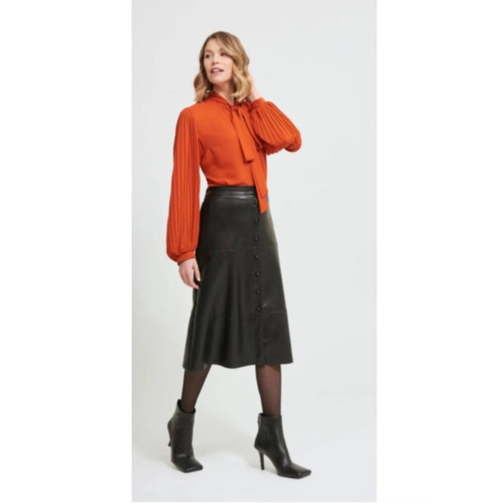 Joseph Ribkoff Faux Lather A Line Skirt Womens 18 Black Pull On Elastic Waist